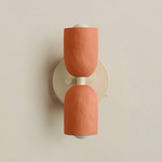 Ceramic Up Down Wall Sconce - Bone Canopy / Terracotta Upper Shade