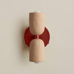 Ceramic Up Down Wall Sconce - Oxide Red Canopy / Tan Clay Upper Shade