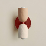 Ceramic Up Down Wall Sconce - Oxide Red Canopy / Tan Clay Upper Shade