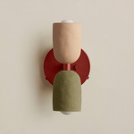 Ceramic Up Down Wall Sconce - Oxide Red Canopy / Tan Clay Upper Shade