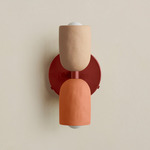 Ceramic Up Down Wall Sconce - Oxide Red Canopy / Tan Clay Upper Shade