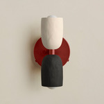 Ceramic Up Down Wall Sconce - Oxide Red Canopy / White Clay Upper Shade