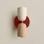 Ceramic Up Down Wall Sconce - Oxide Red Canopy / White Clay Upper Shade