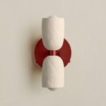 Ceramic Up Down Wall Sconce - Oxide Red Canopy / White Clay Upper Shade