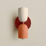 Ceramic Up Down Wall Sconce - Oxide Red Canopy / White Clay Upper Shade