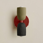 Ceramic Up Down Wall Sconce - Oxide Red Canopy / Green Clay Upper Shade
