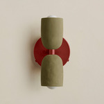 Ceramic Up Down Wall Sconce - Oxide Red Canopy / Green Clay Upper Shade