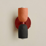 Ceramic Up Down Wall Sconce - Oxide Red Canopy / Terracotta Upper Shade