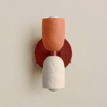 Ceramic Up Down Wall Sconce - Oxide Red Canopy / Terracotta Upper Shade