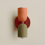 Ceramic Up Down Wall Sconce - Oxide Red Canopy / Terracotta Upper Shade