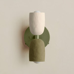 Ceramic Up Down Wall Sconce - Reed Green Canopy / White Clay Upper Shade