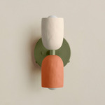 Ceramic Up Down Wall Sconce - Reed Green Canopy / White Clay Upper Shade