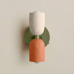 Ceramic Up Down Wall Sconce - Reed Green Canopy / White Clay Upper Shade