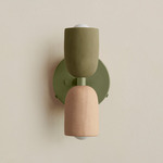 Ceramic Up Down Wall Sconce - Reed Green Canopy / Green Clay Upper Shade