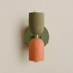 Ceramic Up Down Wall Sconce - Reed Green Canopy / Green Clay Upper Shade