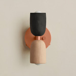 Ceramic Up Down Wall Sconce - Peach Canopy / Black Clay Upper Shade
