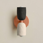 Ceramic Up Down Wall Sconce - Peach Canopy / Black Clay Upper Shade