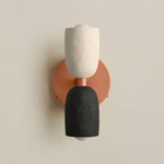Ceramic Up Down Wall Sconce - Peach Canopy / White Clay Upper Shade