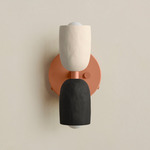 Ceramic Up Down Wall Sconce - Peach Canopy / White Clay Upper Shade