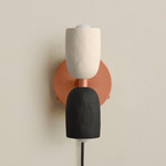 Ceramic Up Down Plug-In Wall Sconce - Peach Canopy / White Clay Upper Shade