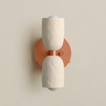 Ceramic Up Down Wall Sconce - Peach Canopy / White Clay Upper Shade