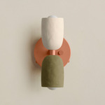 Ceramic Up Down Wall Sconce - Peach Canopy / White Clay Upper Shade