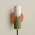 Ceramic Up Down Plug-In Wall Sconce - Peach Canopy / White Clay Upper Shade