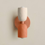 Ceramic Up Down Wall Sconce - Peach Canopy / White Clay Upper Shade