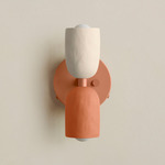 Ceramic Up Down Wall Sconce - Peach Canopy / White Clay Upper Shade