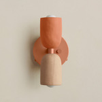 Ceramic Up Down Wall Sconce - Peach Canopy / Terracotta Upper Shade