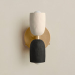 Ceramic Up Down Wall Sconce - Brass Canopy / White Clay Upper Shade