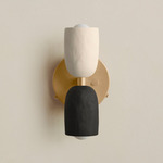 Ceramic Up Down Wall Sconce - Brass Canopy / White Clay Upper Shade