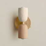 Ceramic Up Down Wall Sconce - Brass Canopy / White Clay Upper Shade