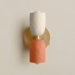 Ceramic Up Down Wall Sconce - Brass Canopy / White Clay Upper Shade