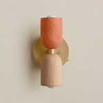 Ceramic Up Down Wall Sconce - Brass Canopy / Terracotta Upper Shade