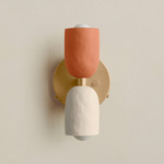 Ceramic Up Down Wall Sconce - Brass Canopy / Terracotta Upper Shade