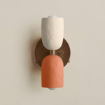 Ceramic Up Down Wall Sconce - Patina Brass Canopy / White Clay Upper Shade