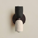 Ceramic Up Down Wall Sconce - Blackened Brass Canopy / Black Clay Upper Shade