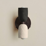Ceramic Up Down Wall Sconce - Blackened Brass Canopy / Black Clay Upper Shade