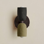 Ceramic Up Down Wall Sconce - Blackened Brass Canopy / Black Clay Upper Shade