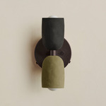 Ceramic Up Down Wall Sconce - Blackened Brass Canopy / Black Clay Upper Shade