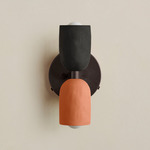 Ceramic Up Down Wall Sconce - Blackened Brass Canopy / Black Clay Upper Shade