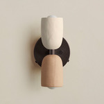 Ceramic Up Down Wall Sconce - Blackened Brass Canopy / White Clay Upper Shade