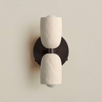 Ceramic Up Down Wall Sconce - Blackened Brass Canopy / White Clay Upper Shade