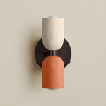 Ceramic Up Down Wall Sconce - Blackened Brass Canopy / White Clay Upper Shade