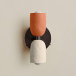 Ceramic Up Down Wall Sconce - Blackened Brass Canopy / Terracotta Upper Shade