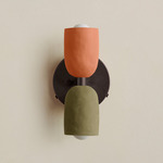 Ceramic Up Down Wall Sconce - Blackened Brass Canopy / Terracotta Upper Shade