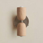 Ceramic Up Down Wall Sconce - Pewter Canopy / Tan Clay Upper Shade