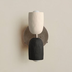 Ceramic Up Down Wall Sconce - Pewter Canopy / White Clay Upper Shade