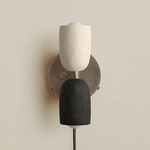Ceramic Up Down Plug-In Wall Sconce - Pewter Canopy / White Clay Upper Shade